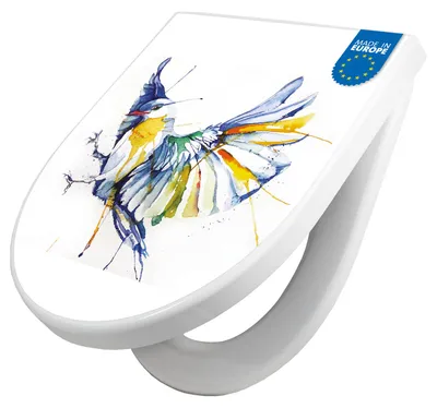 Produktbild von WC Sitz mit Absenkautomatik D Form Motiv Aquarell Vogel [TDW3 12944]