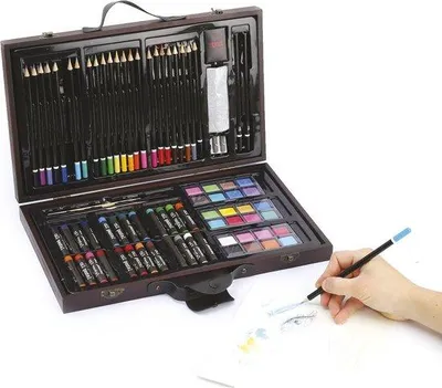 Image de Mallette d'artiste - Peinture, dessin et pastels - 80 pièces.