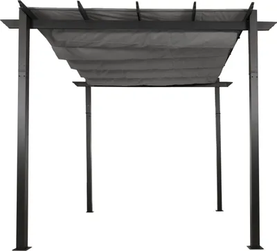 Obrázek produktu pro Hliníková pergola HWC-N93, zahradní altán zahradní, stabilní 8cm rám posuvná střecha UV50+ 3x3m šedá