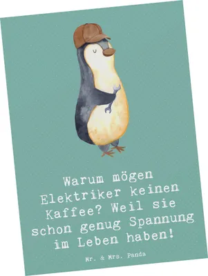 Produktbild von Mr. & Mrs. Panda Ansichtskarte Elektriker Witz - Meeresbrise - Geschenk, Lächeln, Beruf, Alltag, Humor, handgefertigte Geschenke, Berufe, bildkarte, Wertschätzung