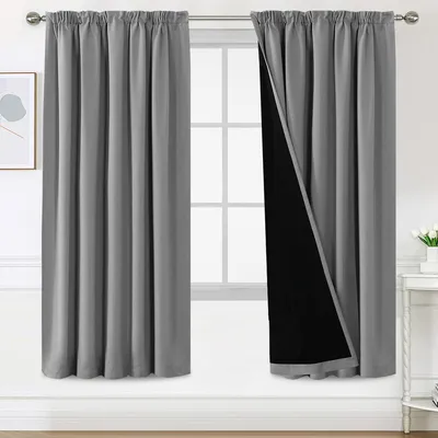 Verdunkelungsvorhänge 2er-Set 132x214 cm, grau, schalldämmend, Wärmedämmung