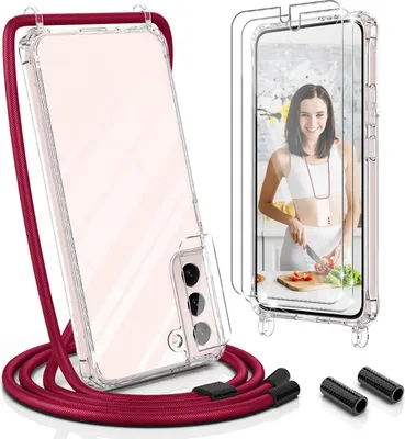 Immagine prodotto di Custodia con cordino bordeaux per Samsung Galaxy S22+ 6,6"" + 2x vetro temperato