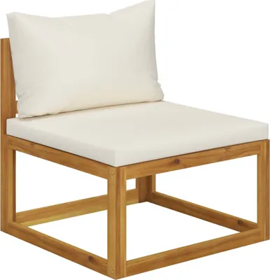 Image de vidaXL Canapé central modulaire avec coussins blanc crème Acacia massif