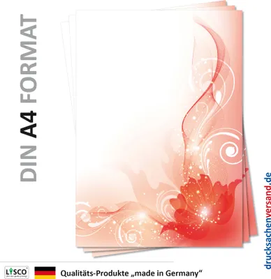 Produktbild von Motiv Briefpapier (MPA-5145, DIN A4, 100 Blatt) rot Blumen Ornamente Muster rotes farbiges Motivpapier