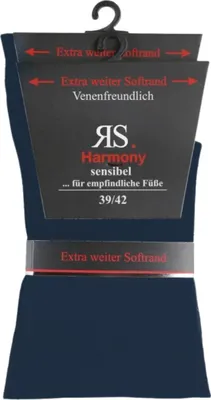 Produktbild von 2 Paar Socken Baumwolle Herren extra weit breit ohne Gummi RS Harmony marine Gr. 39-42