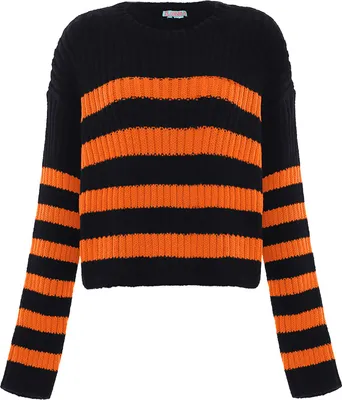 Zdjęcie produktu dla Sweter damski LIBBI – czarny pomarańczowy, M/L