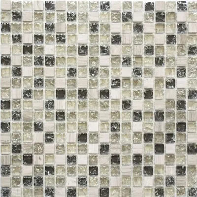 Produktbild von Mosaikfliese Transluzent graugrün Glasmosaik Crystal Stein graugrün MOS92-1052