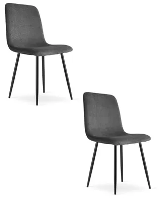 Zdjęcie produktu dla Zestaw 2 krzeseł Rift z szarego sztruksu i metalu