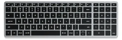 Image de Clavier sans fil Bluetooth - Disposition US QWERTY - Pavé numérique - Éclairé - Gris