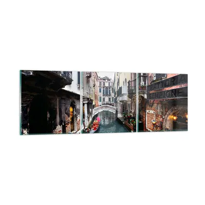 Produktbild von Bilder auf glas - Boot Brücke Tourismus Venedig - 120x40cm - Glasbilder - Wandbilder - Kunstdruck - zum Aufhängen bereit - Wanddekoration aus Glas - Glas Bilder - Wandbild auf Glas - GCA120x40-2157