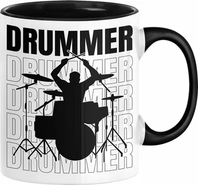 Produktbild von Drummer Schlagzeug-Spieler Geschenk Tasse Geschenkidee Kaffee-Becher Schlagzeuger (Schwarz)