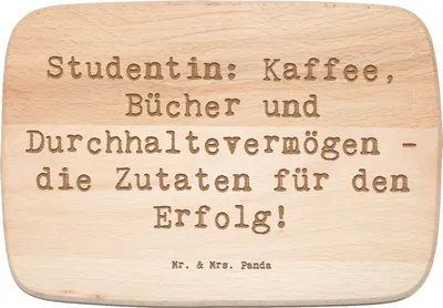 Produktbild von Mr. & Mrs. Panda Frühstücksbrettchen Spruch Studentin Erfolg - Transparent - Geschenk, schneidbrett, Prüfungszeit, Studienalltag, schneidebrettchen, Studium, Beruf