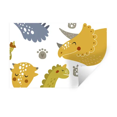 Produktbild von MuchoWow® Wandtattoo Wandsticker Wandaufkleber Dinosaurier - Schnittmuster - Jungen - Dino - Kinder 120x80 cm Selbstklebend und Repositionierbar - Selbstklebend - Fototapeten