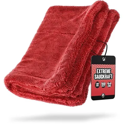 Produktbild von Nuke Guys Gamma Dryer L | Ultra saugstarkes Trockentuch 1400 GSM in Rot 40x60cm | Fusselfrei, abgerundete sanfte Fasern, kratzerfrei, groß | Premium Mikrofasertuch für Auto Motorrad Fahrrad