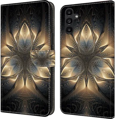 Produktbild von CLM-Tech Handyhülle kompatibel mit Samsung Galaxy A15 5G Hülle - Tasche aus Kunstleder - Klapphülle mit Ständer und Kartenfächern - Schutzhülle Wallet Case Cover goldener Ruhm