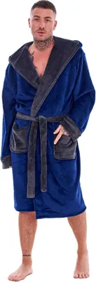 Produktbild von Keanu - Morgenmantel für Herren, Fleece TC229 (S-M) (Marine/Holzkohle)