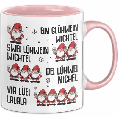 Produktbild von Weihnachten Tasse Geschenk Glühwein Ein Glühwein Wichtel Swei Glühwein Wichtel Geschenkidee Lustiger Spruch Kaffee-Becher (Rosa)