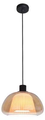 Productafbeelding van Italux hanglamp Apiro, zwart glas, amberkleurig, E27