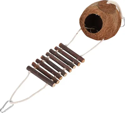 Productafbeelding van Vogelhuisje, hamsterverblijf, klimrek, natuurlijke kokosnoot, verborgen speelhuisje