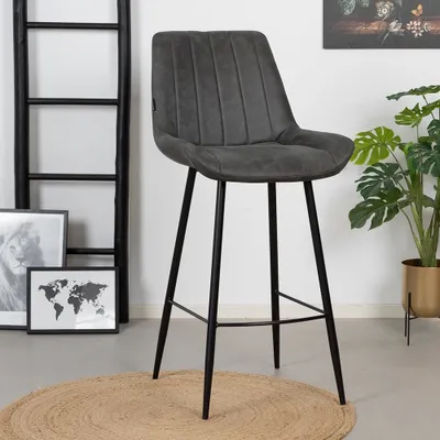 Produktbild von Bronx71 Barhocker Brooke Microfaser anthrazit 74 cm