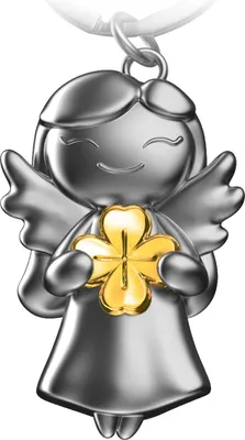 Produktbild von FABACH Schutzengel Schlüsselanhänger Star mit Kleeblatt - Glücksengel aus Metall - Kleeblatt Schutzengel Glücksbringer Engel Du schaffst das - Geschenke Viel Erfolg Geschenk Viel Glück Engel