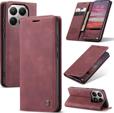 Produktbild von Hülle für Xiaomi 15T Retro Kunstledertasche mit Standfunktion Schutzhülle Rot