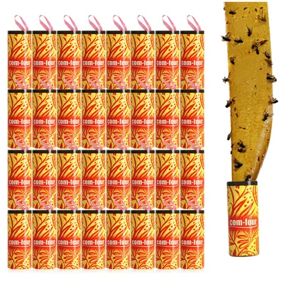 Produktbild von com-four® 32x Premium Fliegenfänger Öko-Natur Klebe-Falle - Fliegenfallen auf Rolle gegen Insekten wie Fliegen, Mücken und Motten - Umweltfreundliche -Falle giftfrei und hygienisch, Insektenfänger