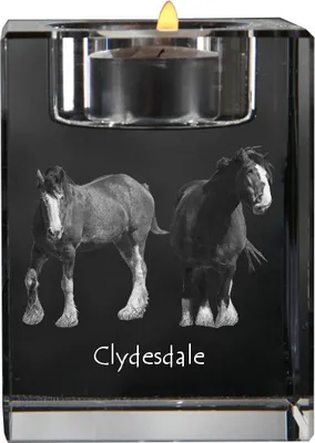 Obrázok produktu pre Clydesdale - Sviečka s obrázkom koňa, krištáľový svietnik, personalizovaný darček od značky Art-Dog