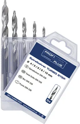 Produktbild von BOHRCRAFT Bohrer-Kassette Turbo Step KG13 DIN338 HSS-G ø 4-10 mm 5-teilig