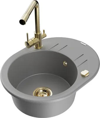 Produktbild von Mexen Kevin 1 Becken-Granitspüle mit Abtropffläche und Mischbatterie Duero, Grau - 6517-71-671600-50