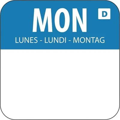 Produktbild von Vogue Selbstauflösende Lebensmittelrotationsetiketten Montag (1000 Stück)