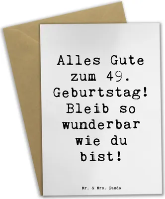 Produktbild von Mr. & Mrs. Panda Glückwunschkarte Spruch 49. Geburtstag Freude - Weiß - Geschenk, hochzeitskarten, weihnachtskarten, einladungskarten, Happy Birthday, feiern, Party
