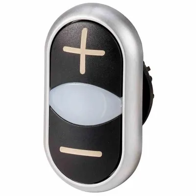 Produktbild von Eaton M22-DDL-S-X4/X5 - Knopf - Schwarz - Titan - Weiß - Kunststoff - IP66 - 32,2 mm - 54,7 mm