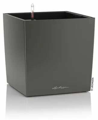 Produktbild von LECHUZA-Pflanzgefäß CUBE Premium 30 Anthrazit Metallic | Pflanzgefäß mit Bewässerungssystem | Hochglanz-Oberfläche | 29,5 x 29,5 x 30 cm | 16463