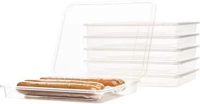 Productafbeelding van Unyqoos® Thijox - Set van 6 opbergcontainers voor vleeswaren en kaas - Stapelbaar, luchtdicht, geschikt als koelkastorganizer, afmetingen 22x17x2,5 cm, geproduceerd in Spanje