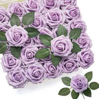 Produktbild von Famanu Kunstrosen 50 Stück - Dunkelrote Schaumrosen für DIY-Brautsträuße und Dekoration