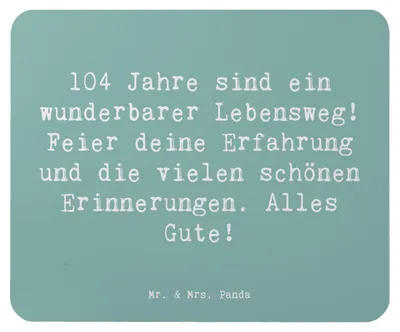 Produktbild von Mr. & Mrs. Panda Mauspad Spruch 104. Geburtstag - Meeresbrise - Geschenk, 104 Jahre, Lebensgeschichte, Geburtstagserinnerungen, besondere Person, pc mousepad, laptop