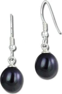 Produktbild von SilberDream Ohrhänger für Damen 925 Silber schwarz Perle Ohrringe 8mm SDO148S