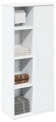 Obrázek produktu pro Koupelnová skříňka s držákem na kolečkách Bílá 39x22x90 cm
