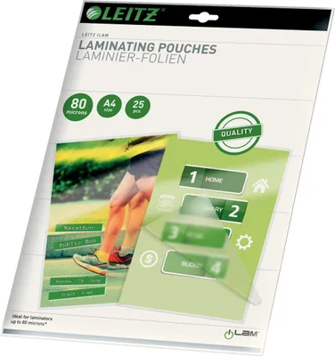 Obrázek produktu pro 25 LEITZ laminovacích sáčků lesklých pro A4 80 mikronů