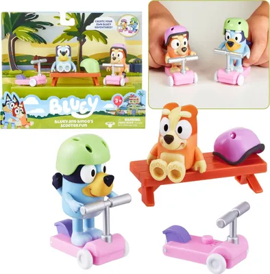 Obrázek produktu pro Bluey a Bingo Sada figurek pro jízdu na koloběžce, figurky pro děti 3+