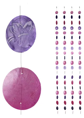 Image de Lot de 4 guirlandes Capiz Relaxdays, pour fenêtres, balcons, portes, rideaux en coquillages, guirlandes décoratives papillons, rose-lilas