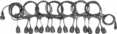 Produktbild von Lichterkette schwarz Gartengirlande E27 Fassung, 15m lange Schnur