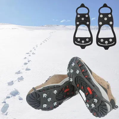 Produktbild von Wintersteigeisen, Spikes, rutschfeste Steigeisen mit Edelstahlspitzen, ?berschuhe, geeignet zum Wandern, Schnee, Eis, Trekking (3 Paar)