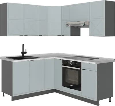 Produktbild von Eckküche Vicco Fame-Line Hellblau-grau/Anthrazit 190 x 46 cm ohne Arbeitsplatte, Model 51148