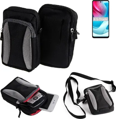 Produktbild von K-S-Trade Holster Schutz Hülle kompatibel mit Motorola Moto G60S Handy Hülle Gürteltasche Umhängetasche mit Zusatzfach schwarz