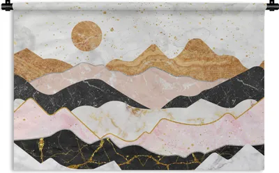 Produktbild von MuchoWow® Wandteppich Wandbehang Marmor - Gold - Pastell 90x60 cm Tapisserie Dekoration Wandtuch - Wandskulpturen - Bildteppich