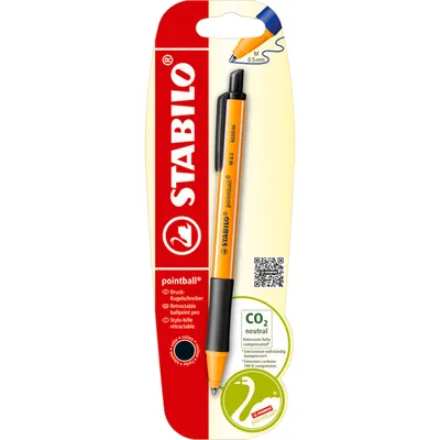 Image de Stylo à bille rétractable - STABILO pointball - Stylo simple - noir