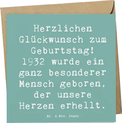 Produktbild von Mr. & Mrs. Panda Klappkarte Spruch 1932 Geburtstag - Meeresbrise - Geschenk, Jubiläum, Happy Birthday, Glückwunschkarte, doppelkarte, Alter, faltkarte, 90 Jahre, Jahrgang