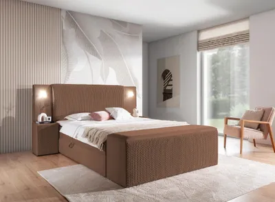Productafbeelding van Boxspringbed MARTEN, 160x200 cm, met stoffen bekleding Magic Velvet, bruin, set